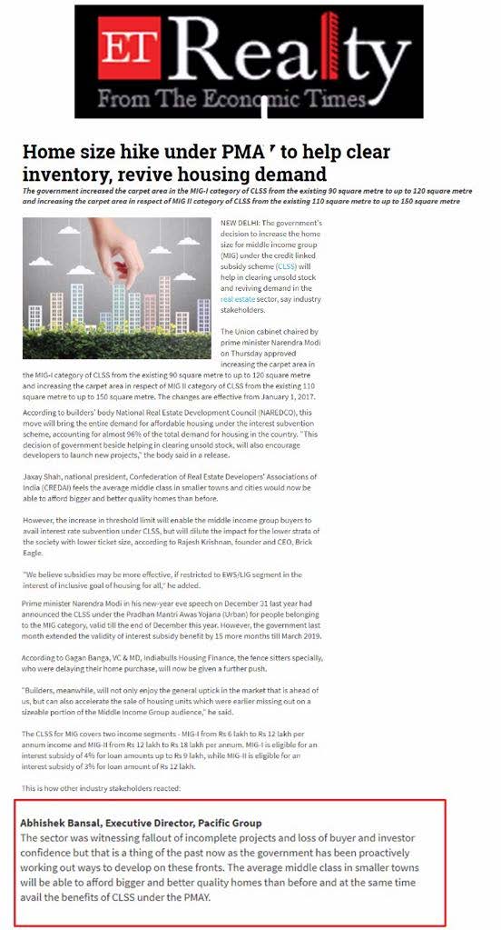 Home size hike under PMAY to help clear inventory, revive housing demand